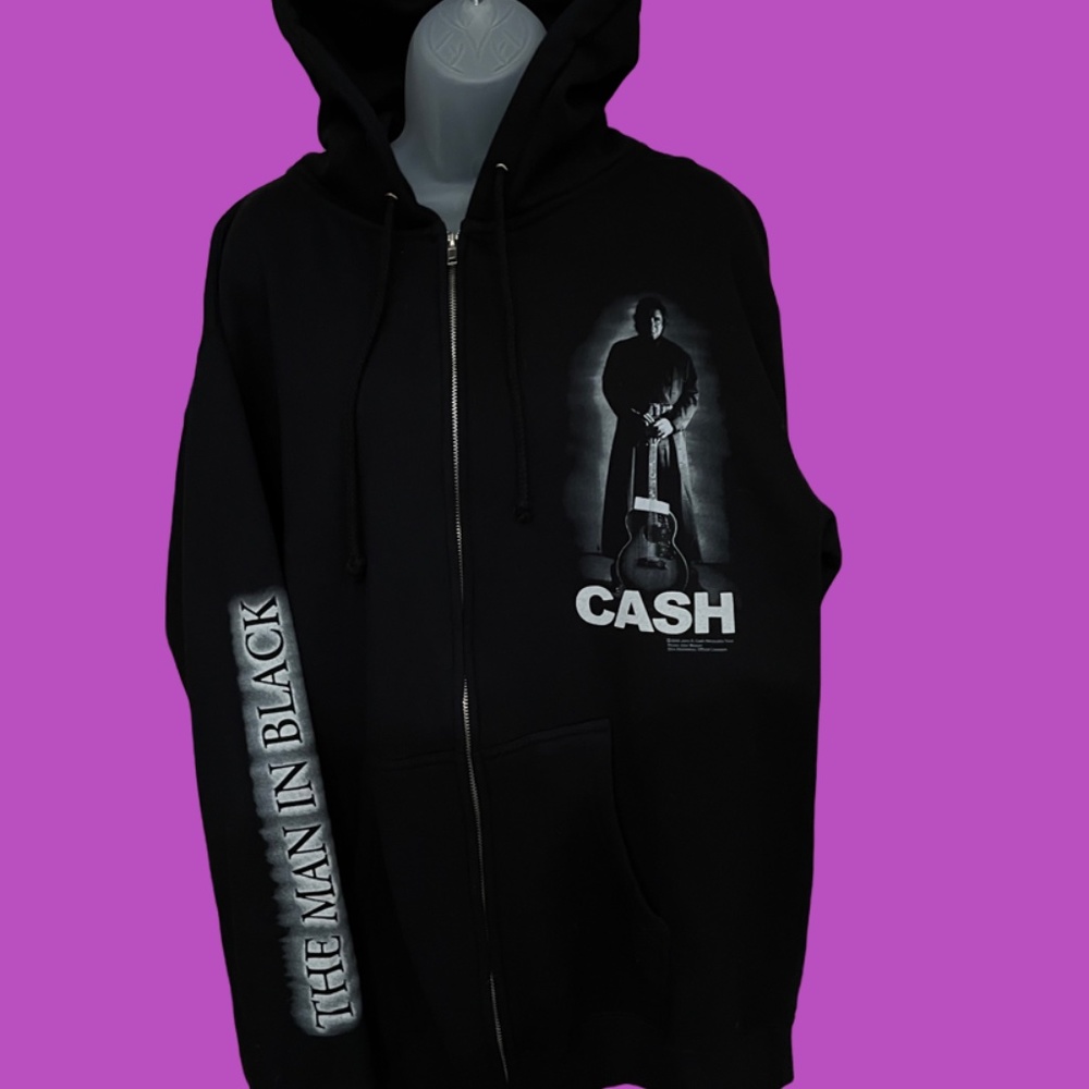 JOHNNY CASH Vintage NEW 2005 RARE Hoodie Sweatshirt Zion Rootsware L ManInBlack